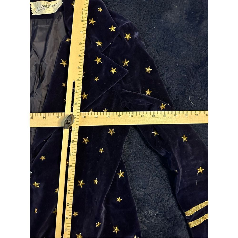 Vintage 1960s Union Made Saks Fifth Ave Blue Velour Star All Over Blazer Jacket - Picture 7 of 10